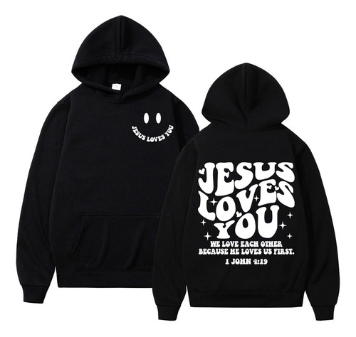 Sudaderas Con Capucha Con Estampado A Doble Cara De Jesus Lo