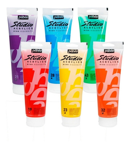 5 Pinturas Acrilicas Study 100 Ml Pebeo