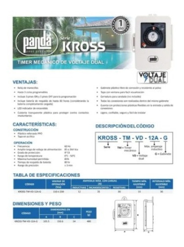 Timer Mecánico De Voltaje Dual Con Gabinete, Panda