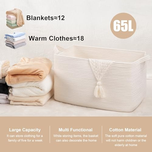 Cesta De Almacenamiento Grande De 65 Litros, Cesta De Mimbre