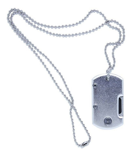 Mini Canivete De Pescoço Ntk Dogcut Aço Inox 420 Dog Tag Cor Prateado