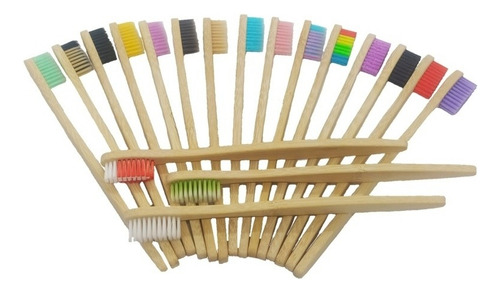 50 Cepillos De Dientes, Bambú, Biodegrable, Ecologico, Adult