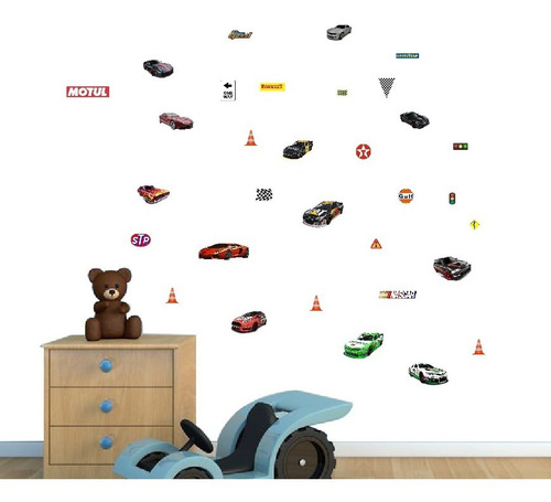 Oferta Vinilos Decorativos Infantiles Carros Kit 32 Figuras