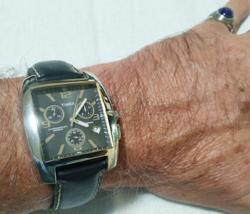 Relógio Timex Monaco Analógico Quadrado Couro Usado Lindo
