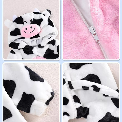 Paraparapijama Mono Capucha Mameluco Bebé Patrón Vacas Cospl