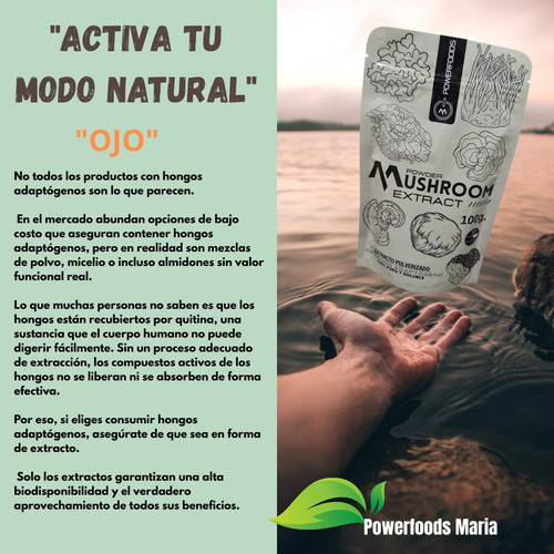 Melena De León, 100% Puro, Hongo Melena León Adaptógeno Extracto Puro De Alta Biodisponibilidad 100% Soluble