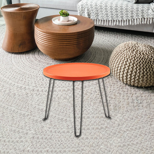 Mesa Redonda Plegable Para Acampar, Portátil, Naranja