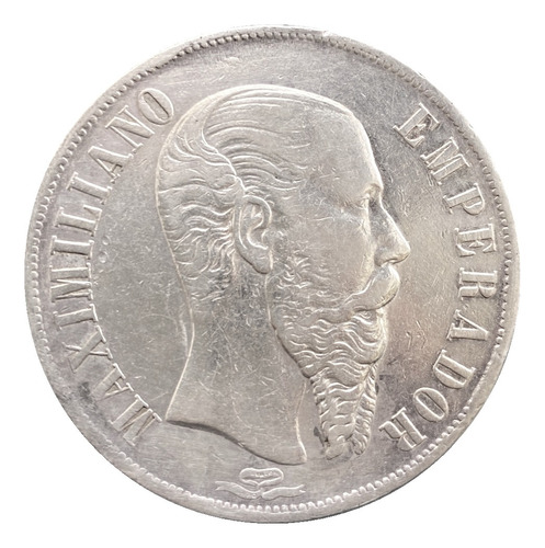 Moneda Un Peso Maximiliano Plata Original 1866 Mo 