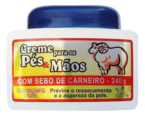 Kit 6 Sebo De Carneiro Creme Para Mãos E Pés San Jully 240g