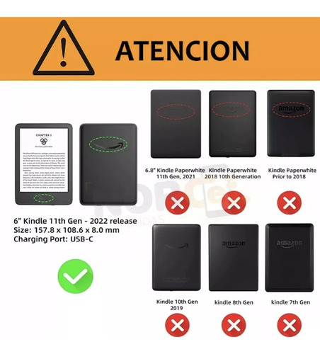 Funda Magnetica Para Amazon Kindle Basic 2022 11 Gen 6 Slim Negro