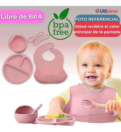 Set Alimentación Silicona Bebé 5 Piezas Libre Bpa