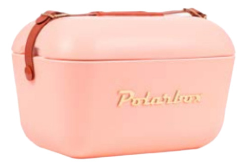 Caixa Térmica Portátil Camping Cooler Polarbox 12l Retro Cor Coral Com Alca Marrom