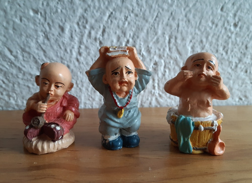 3 Figuras Mini Niño Buda 5 Cm.