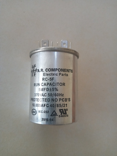 Capacitor Everwell Multi-purpose 5mf +- 5% 370vac 50/60hz