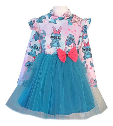 Disfraz Stitch Angel Tutu Vestido Manga Larga Bebe Azul Acero 3