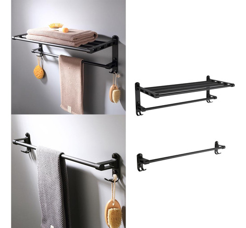 Toallero De Aluminio Con De Barras Para Toallas De , Negro