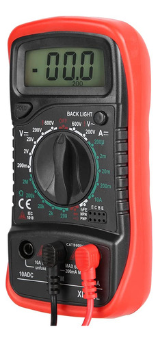 Multimetro Digital Mano Pantalla Lcd Proteccion Rojo