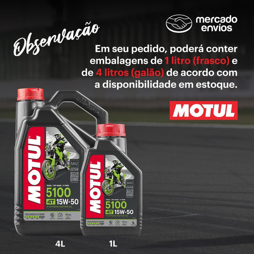 Imagem 2 de 9 de Kit Óleo Motul 5100 4t 15w50 Semissintético 5 Litros
