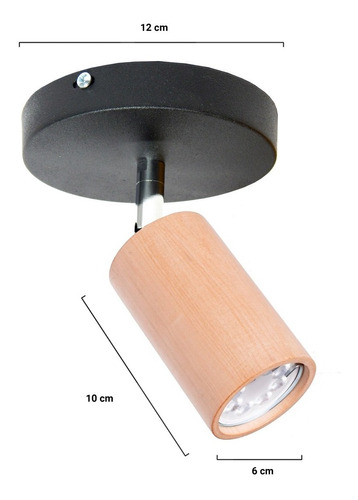 Aplique Pared 1 Luz Madera Cabezal Movil Lampara Gioluce 3894-1-BL/NE  Led Gu10 Color Negro