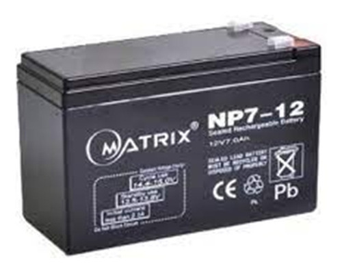 Matrix Bateria 12v 7ah  Para Ups, Alarmas, Iluminación