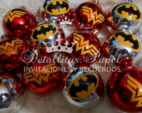 12 Esferas Navideñas Batman Y Mujer Maravilla Dc Comics | Envío gratis