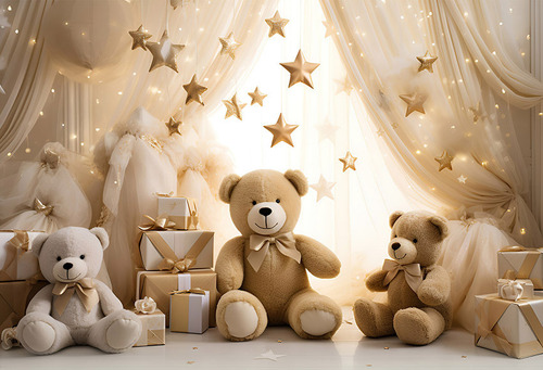 M Fondo De Fotografía De Estrellas De Oso De Peluche Bebé