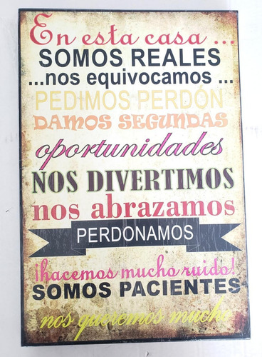 Imagen 1 de 4 de En Esta Casa Cuadro Vintage Cartel 46 Cm X 31 Cm