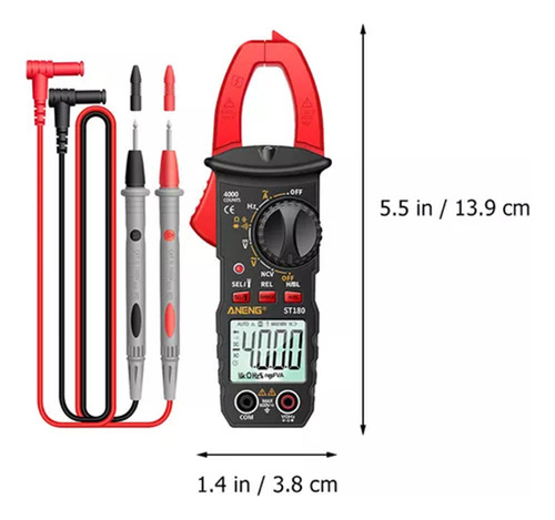 Pinza Amperimétrica Digital Portátil Con Rango Automático, 4