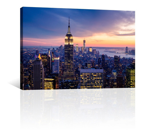 Cuadro Decorativo Nueva York Canvas Empire State De Noche