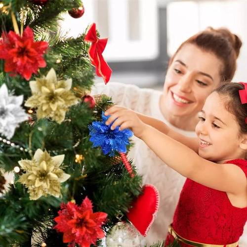Jj A Cb W 12 Piezas Flores Brillo De Árbol De Navidad