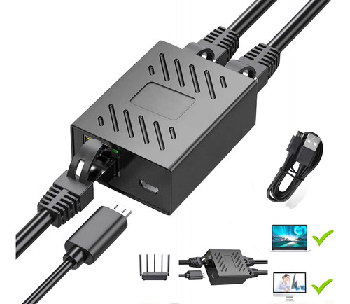Divisor Ethernet 1 2 Rj45 Extensor Dispositivo Red Cable Usb