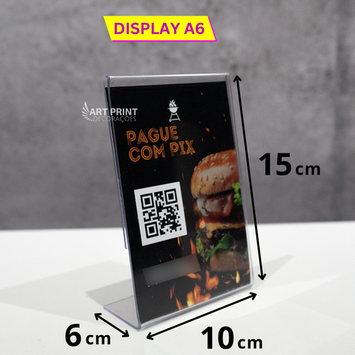 10 Displays L Expositor Pix Qr Code 10x15 Cm Ps Acrílico Kit