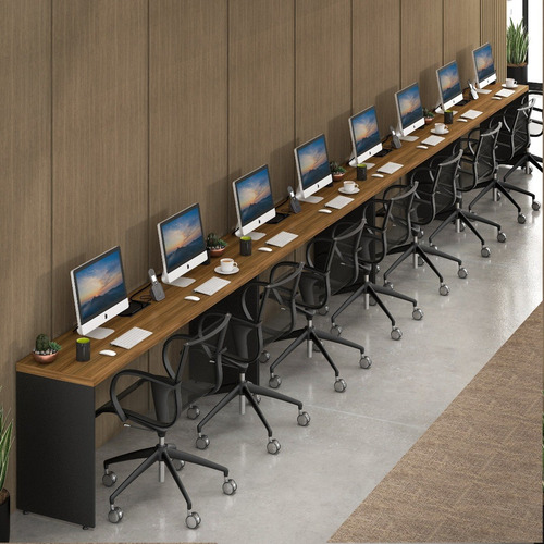 Imagem 2 de 6 de Mesa Escritório Plataforma 8 Lugares 7,20 Parede Caixa Tomad