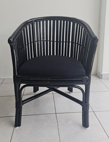 Imagen 3 de 3 de Silla Comedor Rattan Negro (2 Pzs) Reacondicionado
