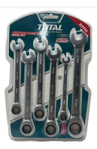 Kit De Chave Combinada Com Catraca C/6 Peças Total Prata
