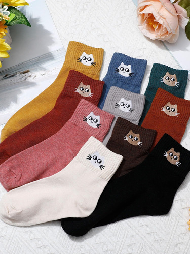 10 Pares Calcetines Elásticos Algodón Hasta Tobillo Lindos