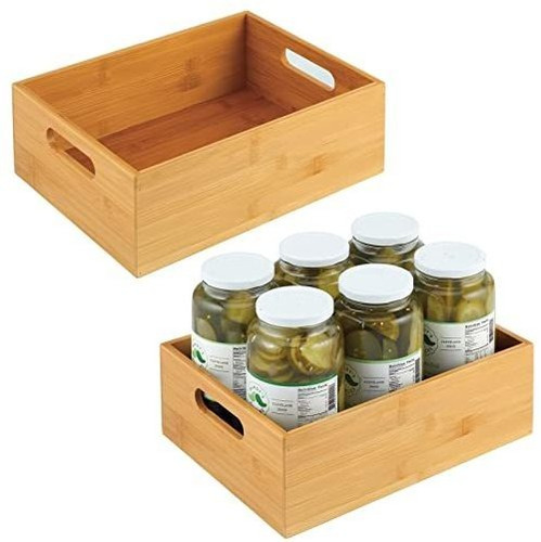   Bamboo Kitchen Cabinet & Fridge Drawer Organizer Tray...