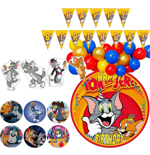 Kit Decoracion Globos Cumpleaños Tematica Tom Y Jerry