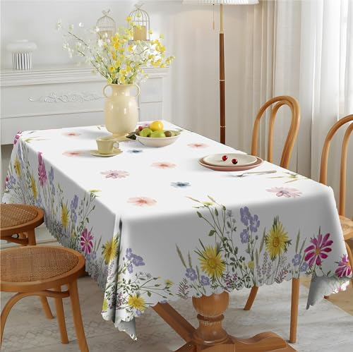 Mantel Rectangular Floral Impermeable Para Hogar Y Fiesta 15