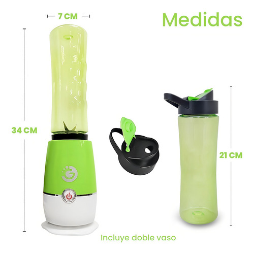 Misturador portátil Shake Take Shakes +2 copos - Otec Color Green