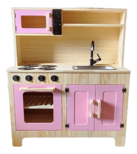 Kit Cozinha Infantil Com Cuba De Inox Em Pinus Rosa