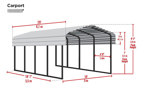 Arrow Cobertizo De 10 X 20 X 7 Pies Con Techo Horizontal De