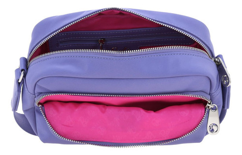 Bolso Crossbody Barbie Gorett Para Dama Color Morado Gia Acabado De Los Herrajes Níquel Diseño De La Tela Liso