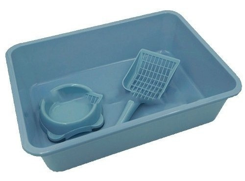 Kit Sanitario Para Gatos Bandeja+palita+plato+arena Pethome