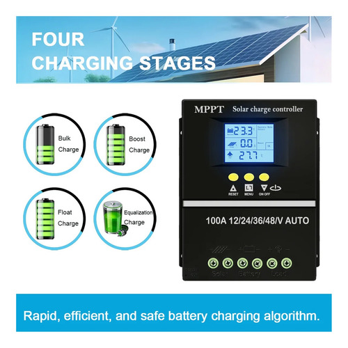 Controlador De Carga Solar 60a 80a 100a Mppt 12v 24v 36v