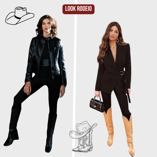 Calça Legging Montaria Flanelada Preta Look Rodeio