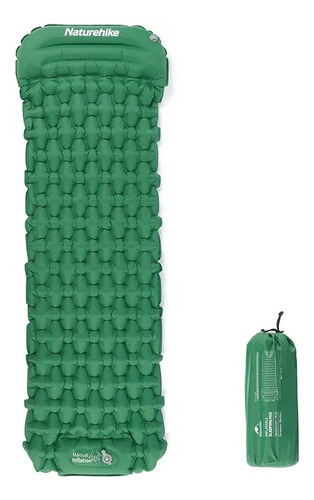 Colchon Inflable Inflador Incorporado Naturehike Color Verde