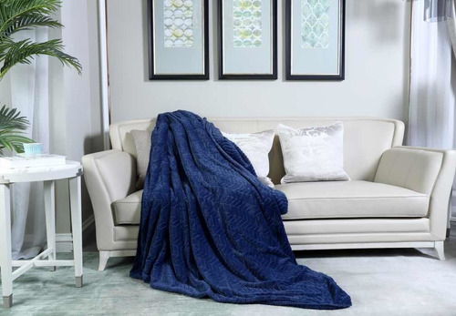 Frazada Mariages Home Salamanca Flannel edredón color azul con diseño liso de 280cm x 240cm