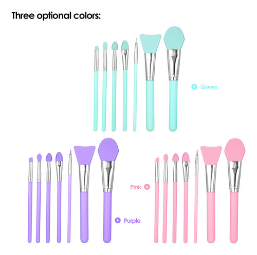 Kit De Brochas De Maquillaje De Silicona De 7 Piezas Para Ro