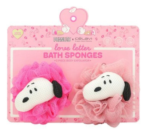 Set De 2 Esponjas De Baño Snoopy Exfoliante Corporal Celavi Color Rosa